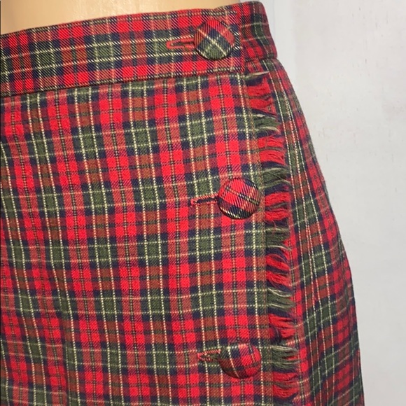Vintage Pleated Plaid Wrap Around Skirt - Picture 7 of 12
